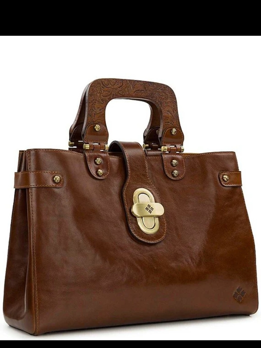 Patricia Nash Cognac Brown Leather Top-Handle Satchel With Crossbody Strap NWT
